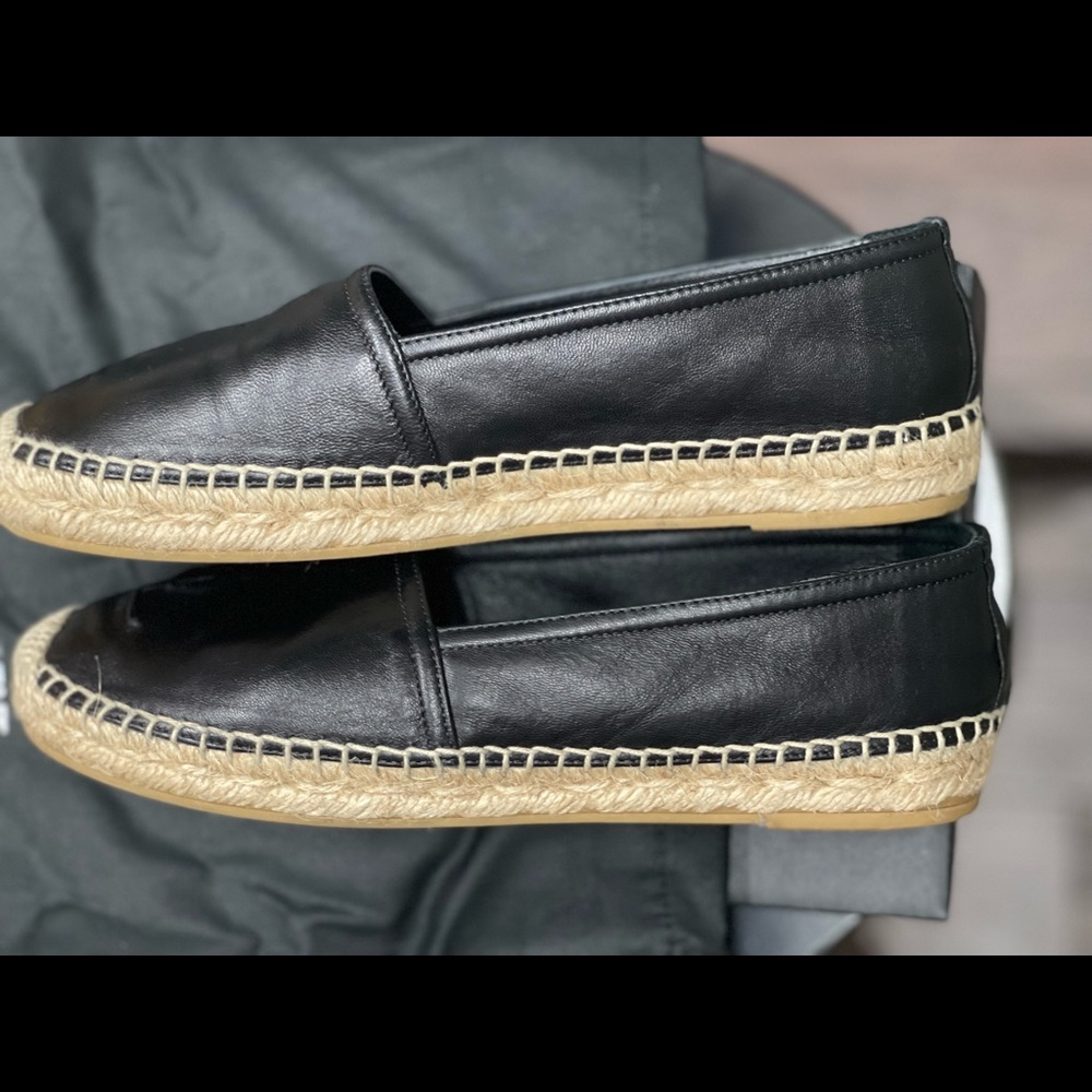 YSL Logo Leather Espadrilles Black - Picture 2 of 10